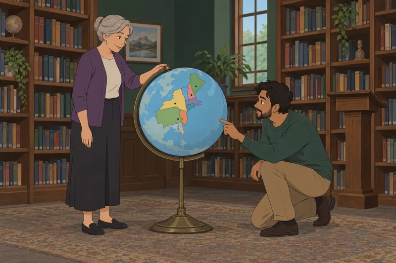 New England States appear on a review globe.