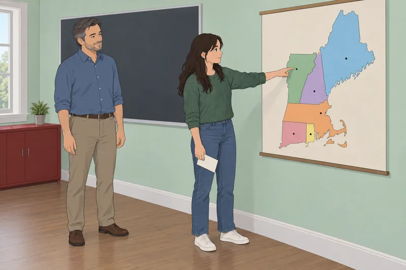 El cuestionario sobre los estados usa un mapa.