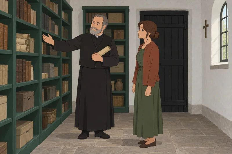 Cuestionario bíblico sobre un pergamino en el archivo.