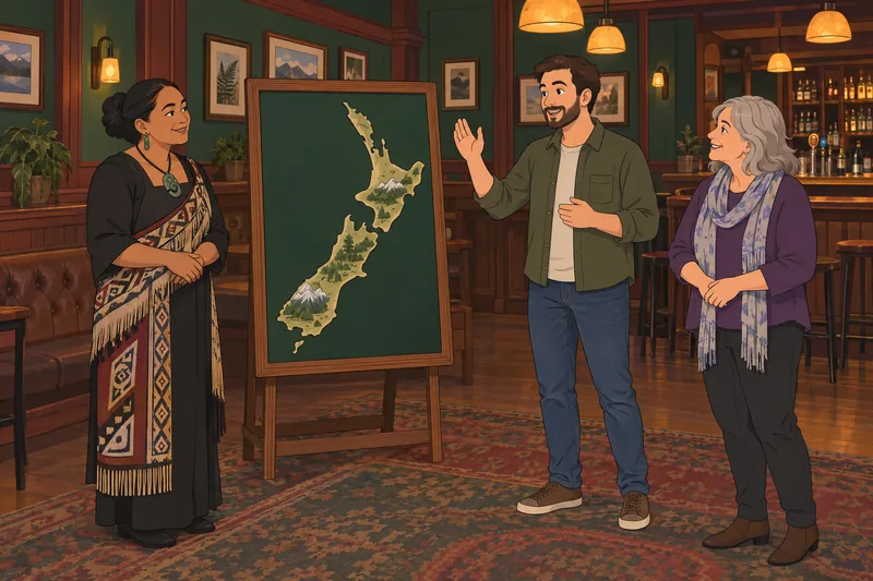 concurso de trivia con mapa y anfitrión.