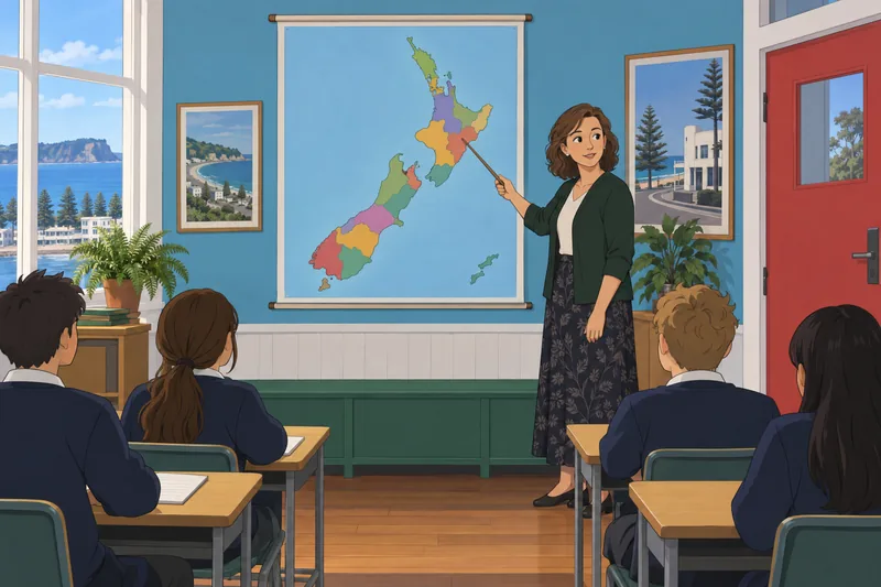 New Zealand Quiz in a classroom map lesson.