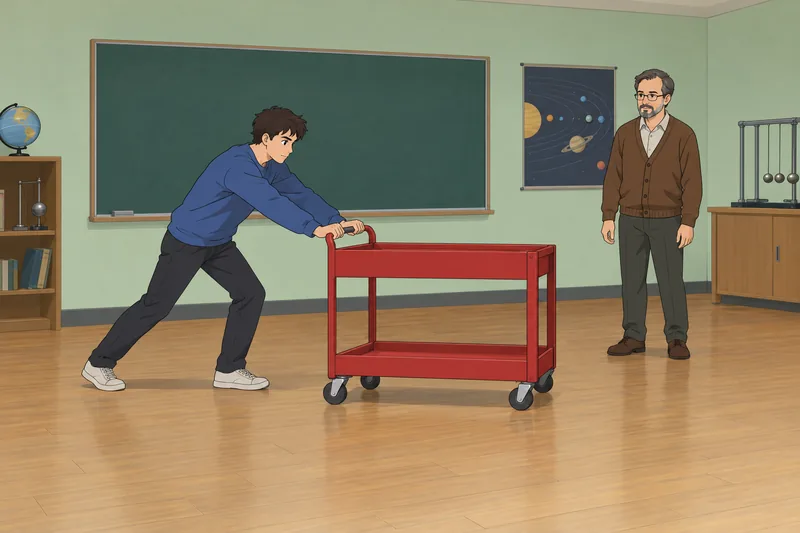 Newton's Laws Quiz shows a cart accelerating.
