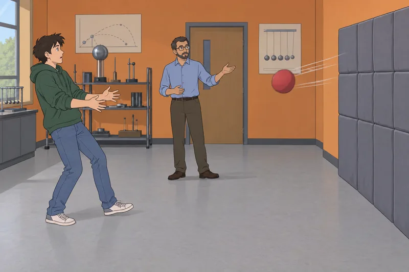 Ilustración del cuestionario sobre las: una pelota rebota.