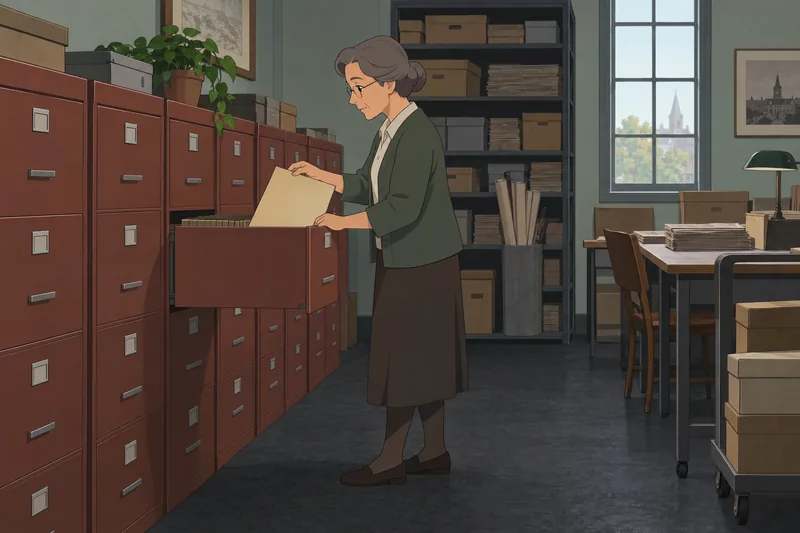 Archive scene for historical language study.