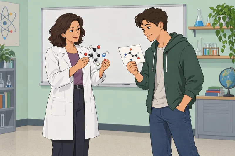 Nomenclature Quiz shows a student comparing molecule models.