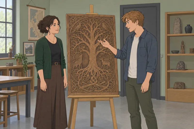 El cuestionario sobre mitología muestra un árbol tallado.