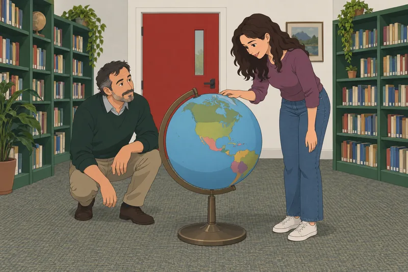 North America Capitals review beside a freestanding globe.