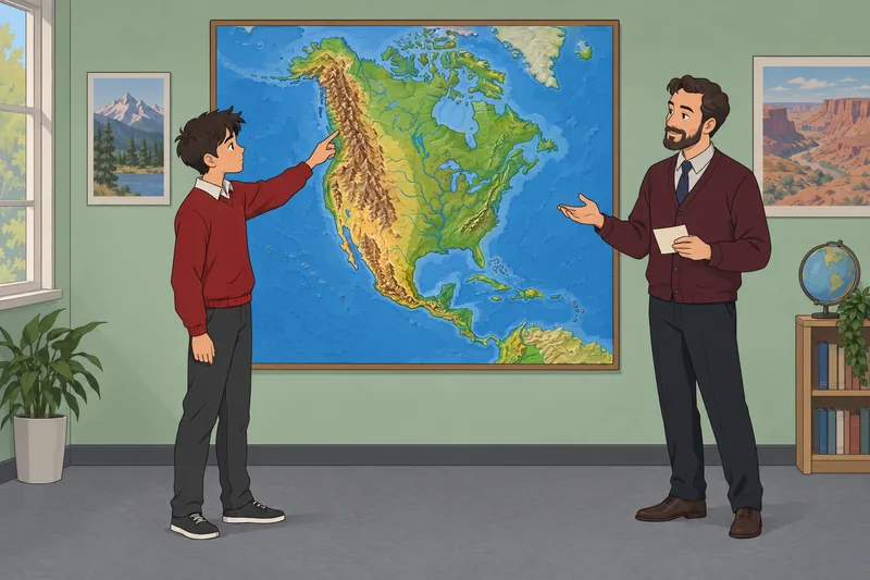 North America Physical map shows regional landforms.
