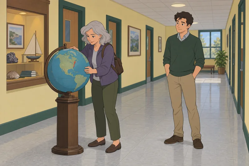 Northeast States Quiz: traveler turns a globe.