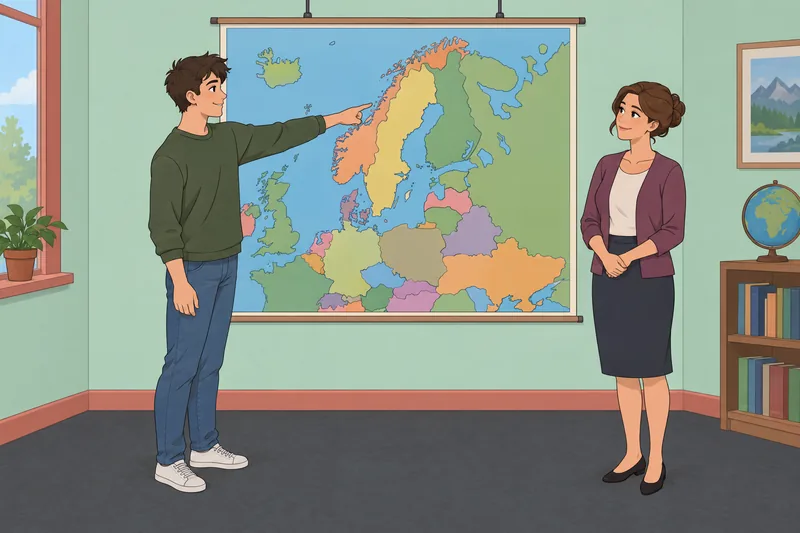 Escena: cuestionario sobre el mapa en clase.