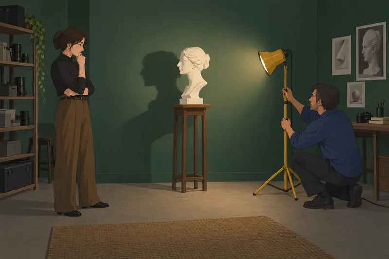 Nose Shape Quiz: a lamp changes the profile.