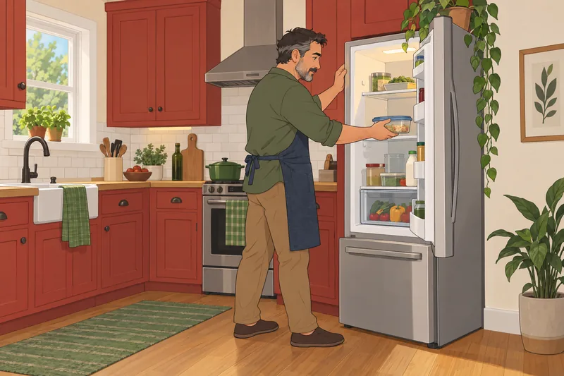 Nutrition Quiz shows safe storage in a kitchen.