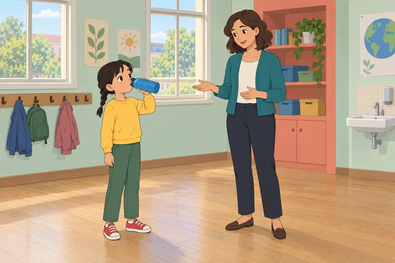Nutrition Quiz for shows a child choosing water.