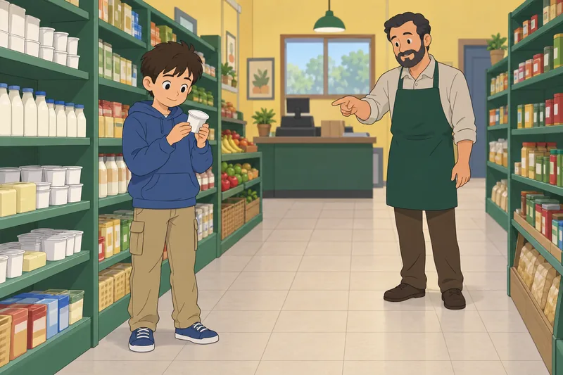 cuestionario de nutrición: un niño revisa yogur.