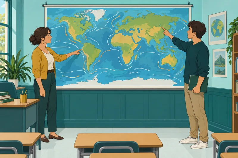 El cuestionario sobre los océanos en clase.