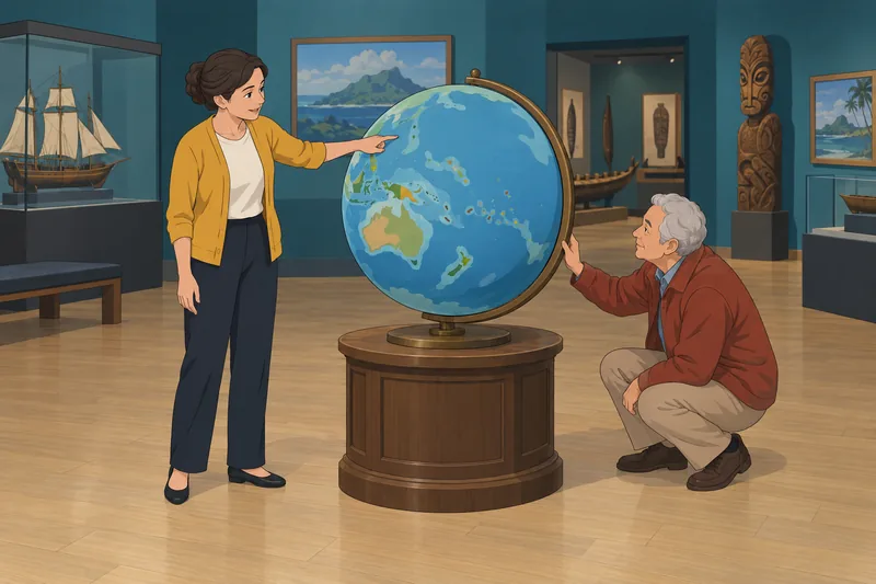 Oceania Map Quiz features a freestanding globe.