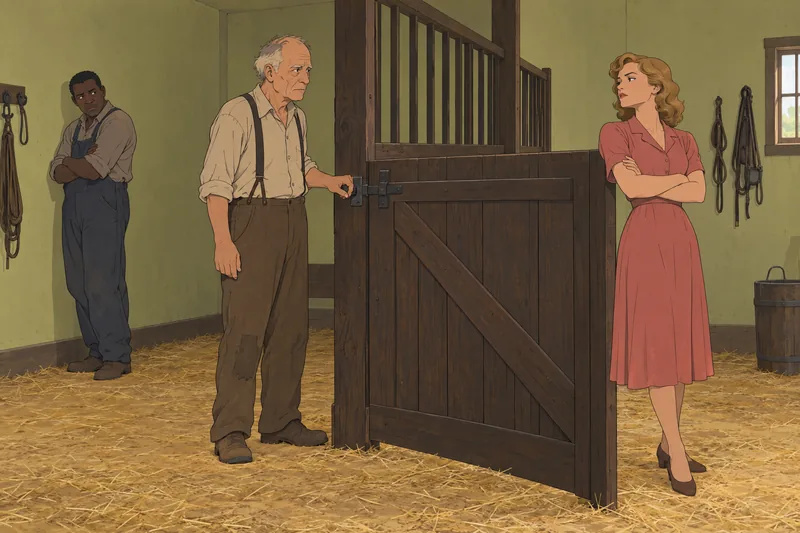 Of Mice and: a wooden gate divides them.