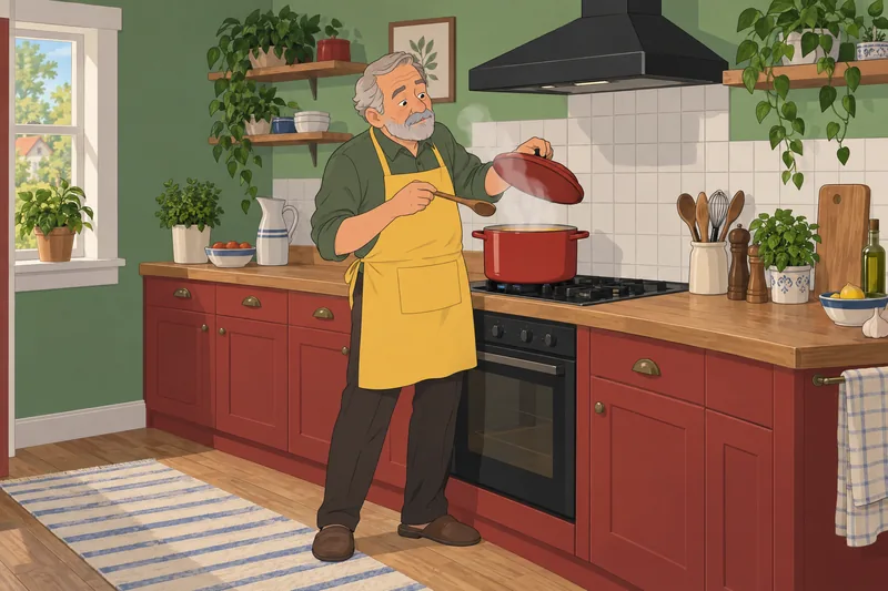 Olfactory Dysfunction Questionnaire: man checks soup aroma.