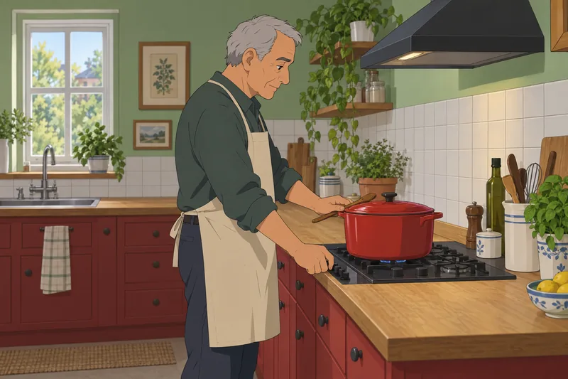 Escena del cuestionario de disfunción: hombre percibe sopa.