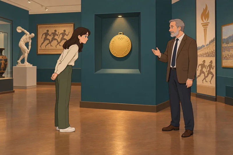 Olympics Quiz presents a historic medal display.