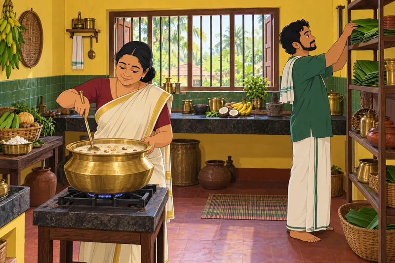Onam Quiz shows payasam in a Kerala kitchen.