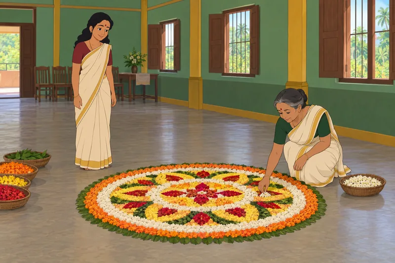 El cuestionario sobre Onam muestra flores.