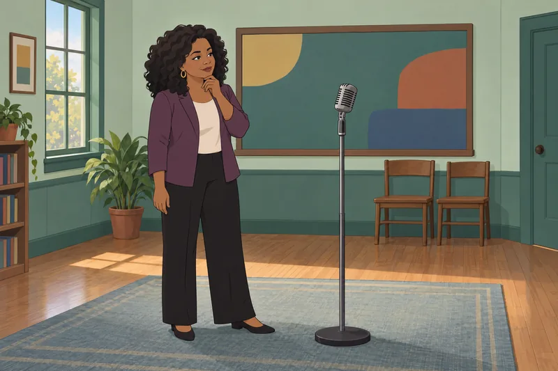 Oprah Quiz shows a quiet broadcast-history classroom.