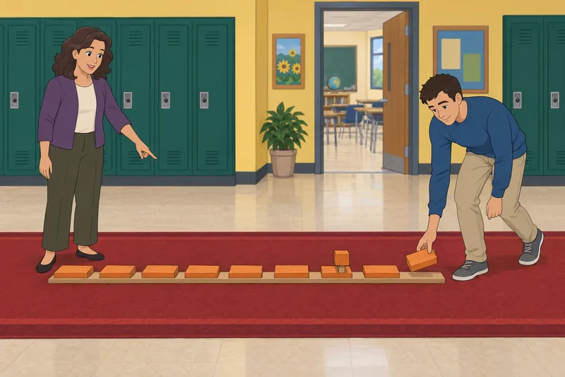 Order of Operations continues in a hallway.