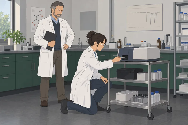 Organic Chemistry Quiz: A spectroscopy lab scene.