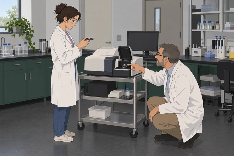 El cuestionario de química: escena de espectroscopia.