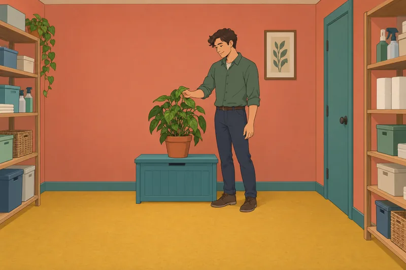 cuestionario de lealtad: empleado cuida una planta.