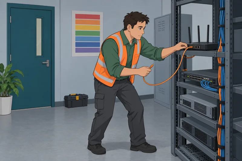 OSI Model Quiz: technician traces a cable.