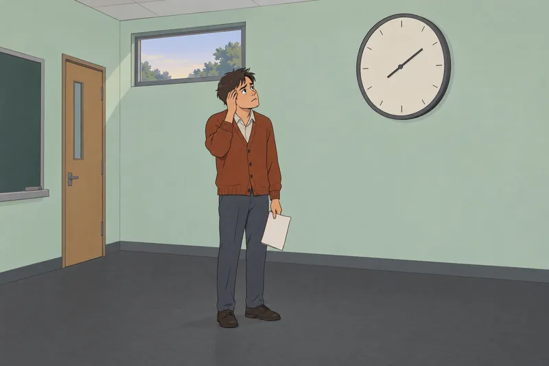 Overthinking Test shows a student watching the clock.