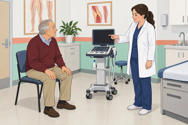 PAD Quiz shows a clinician explaining circulation.