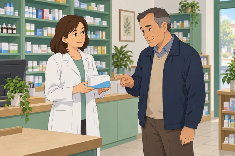 El cuestionario de comprensión sucede en una farmacia.