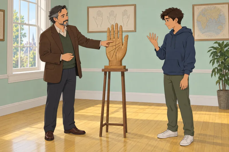 Palm Reading Quiz shows a learner studying lines.