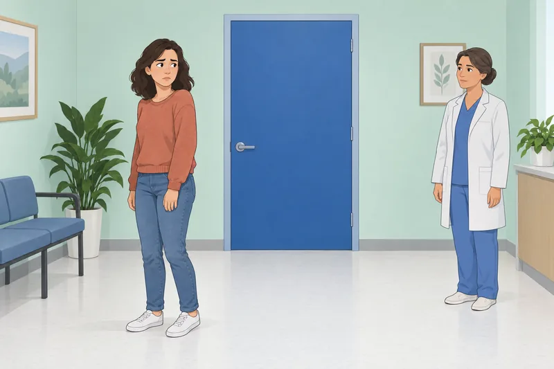 Agorophobia Test shows patient avoiding the clinic door.