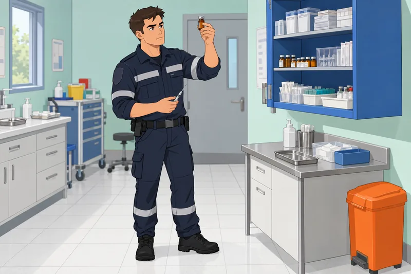 Paramedic Pharmacology Quiz shows a careful dose check.
