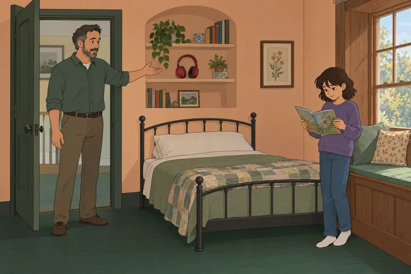 Parental Mediation Questionnaire: Father guides headphone use.