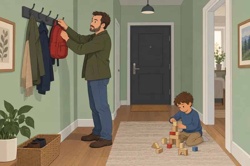 Parental Stress Scale: a parent sorts a backpack.