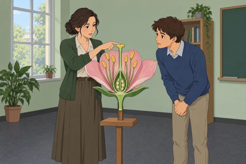 Parts of a flower are shown in class.