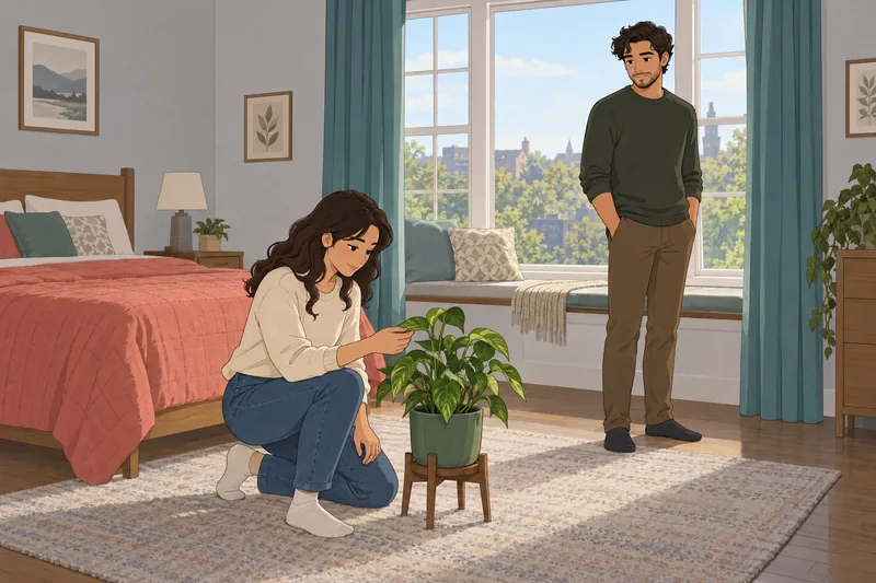 Passion and Attachment appear beside a potted plant.