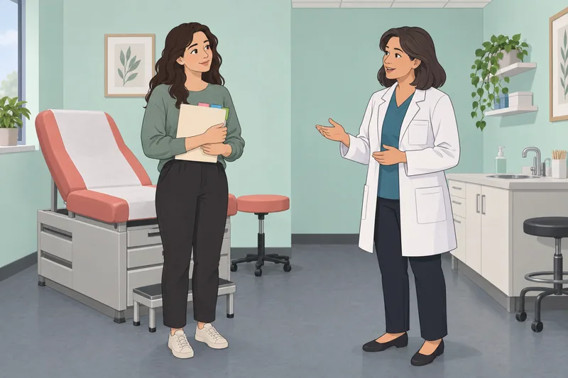 PCOS Type Quiz shows a clinic consultation.