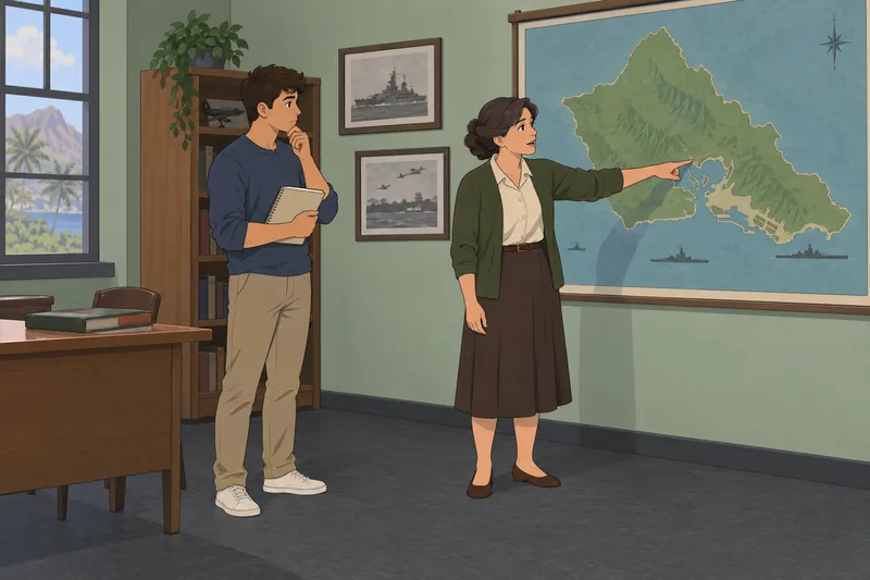 Pearl Harbor Quiz shows a classroom map review.