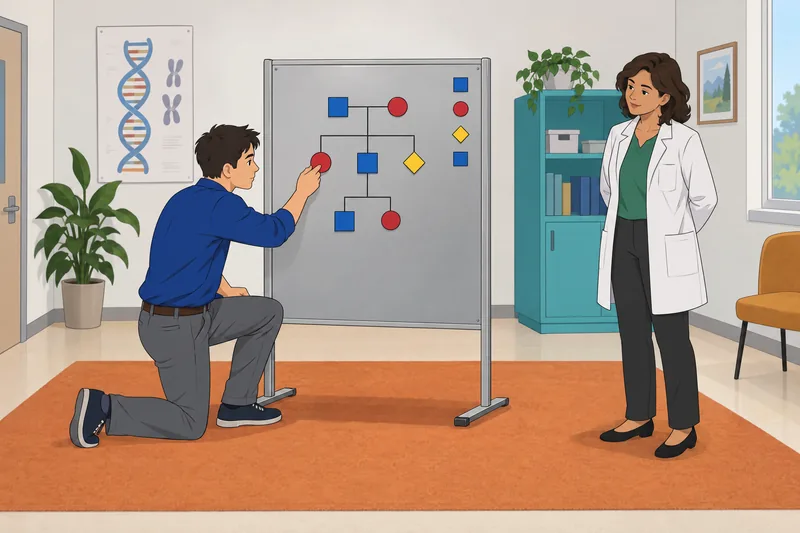 Pedigree Quiz shows a learner sorting inheritance tokens.