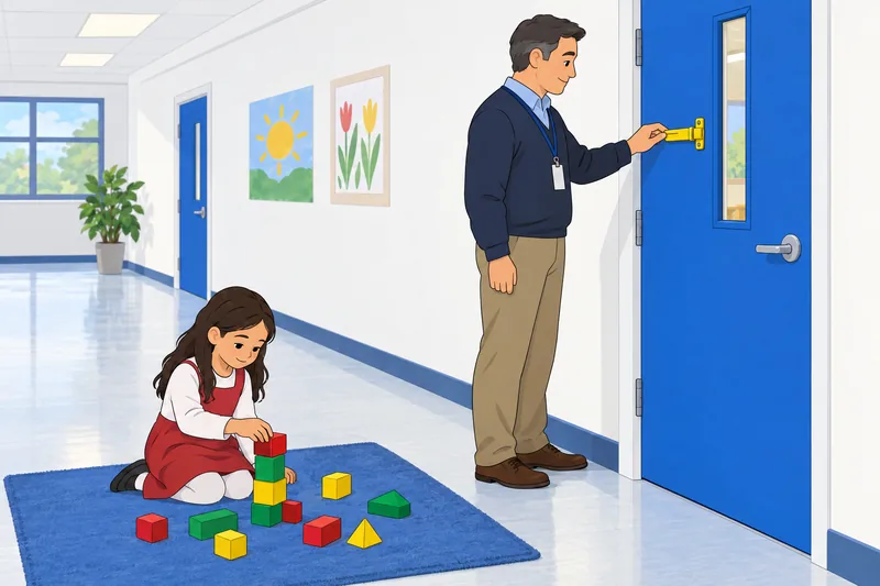 Pedophile Quiz shows a calm hallway safety check.