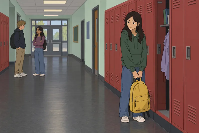 Peer Victimization Scale in a school hallway.