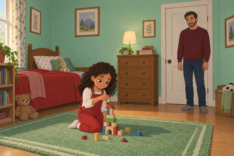 Perceived Stress Scale shows a child building blocks.