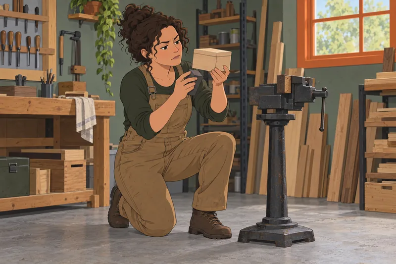 Perfectionist Quiz: craftsperson inspects a wooden box.