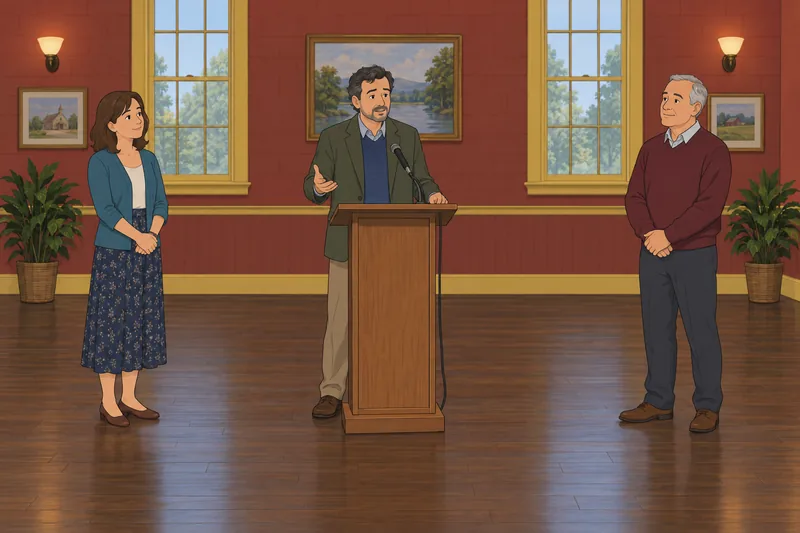 Personal Report of: speaker faces a standing group.